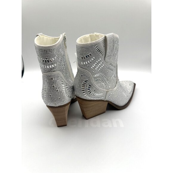 Very G 8.Size 8.5M  Western Edge Rhinestone Cowgirl Pointed Toe Ankle Boots - Picture 4 of 8